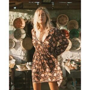Billabong Womens Sweetest Dream Mini Dress Size Medium Floral Bohemian Festival